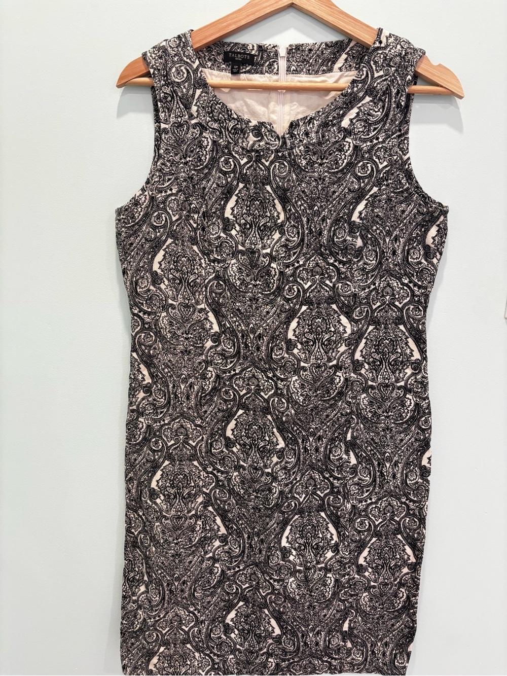 Talbots Petites Black & White Paisley Midi Dress | Size 12P